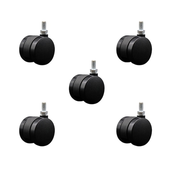 Service Caster 2'' Office Chair Casters Nylon Twin Wheel 3/8 Threaded Stem, 5PK SCC-UHTS02S50-NYS-381634-5 - main